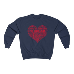 Unisex Crewneck Sweatshirt I Love Livin' w/Red Print