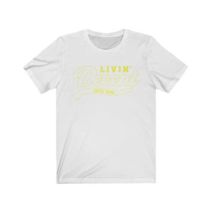 Unisex Jersey Short Sleeve Tee Yellow Outline Print