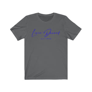 Unisex Jersey Short Sleeve Tee LD signature Royal Print