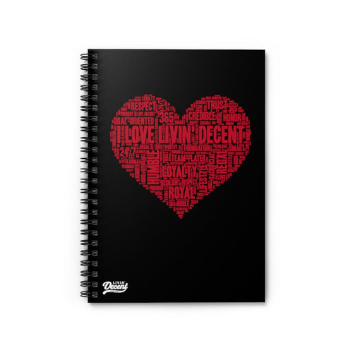 Spiral Notebook Black/Red Love Livin' - Ruled Line