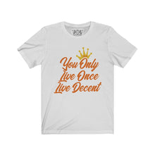 Load image into Gallery viewer, Unisex Jersey Short Sleeve YOLO w/orange print