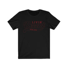 Load image into Gallery viewer, Unisex Jersey Short Sleeve Maroon Outline Print