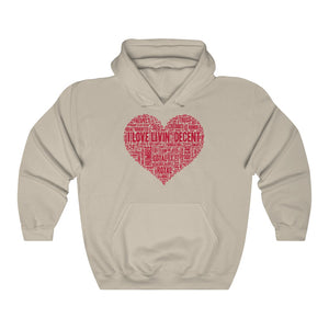 Unisex Hoodie Love Livin' w/red Print