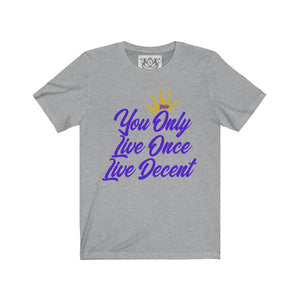 Unisex Jersey Short Sleeve YOLO w/purple print