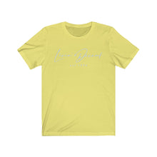 Load image into Gallery viewer, Unisex Jersey Short Sleeve Tee LD signature Baby Blue Print