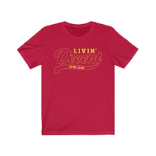 Load image into Gallery viewer, Unisex Jersey Short Sleeve Tee Yellow Outline Print