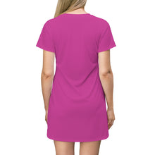 Load image into Gallery viewer, Ladies Dress Fuchsia w/ white print