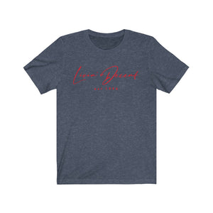 Unisex Jersey Short Sleeve Tee LD signature Red Print