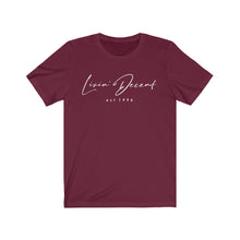 Load image into Gallery viewer, Unisex Jersey Short Sleeve Tee LD signature White Print