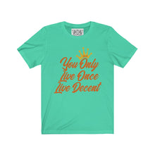 Load image into Gallery viewer, Unisex Jersey Short Sleeve YOLO w/orange print