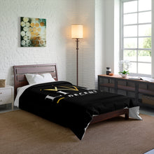 Load image into Gallery viewer, Comforter Black w/ V-Crown print