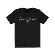 Load image into Gallery viewer, Unisex Jersey Short Sleeve Tee LD signature White Print