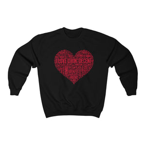 Unisex Crewneck Sweatshirt I Love Livin' w/Red Print