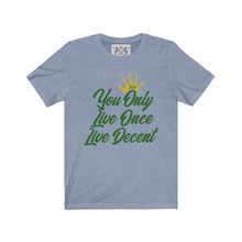 Load image into Gallery viewer, Unisex Jersey Short Sleeve YOLO w/green print