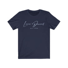 Load image into Gallery viewer, Unisex Jersey Short Sleeve Tee LD signature Baby Blue Print