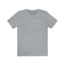 Load image into Gallery viewer, Unisex Jersey Short Sleeve Light Blue Outline Print