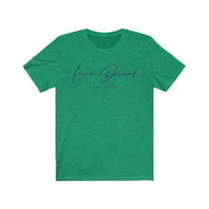 Unisex Jersey Short Sleeve Tee LD signature Navy Print