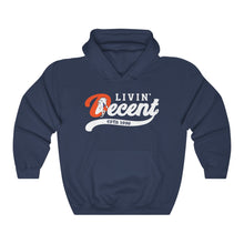 Load image into Gallery viewer, Livin&#39; Decent/Bronco Gang White print Hoodie