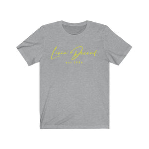 Unisex Jersey Short Sleeve Tee LD signature Yellow Print