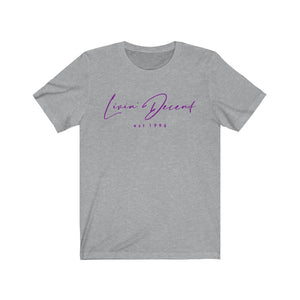 Unisex Jersey Short Sleeve Tee LD signature Purple Print