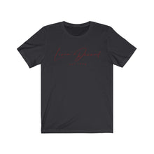 Load image into Gallery viewer, Unisex Jersey Short Sleeve Tee LD signature Maroon Print