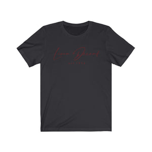 Unisex Jersey Short Sleeve Tee LD signature Maroon Print