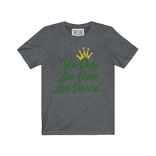 Load image into Gallery viewer, Unisex Jersey Short Sleeve YOLO w/green print