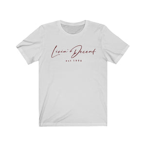 Unisex Jersey Short Sleeve Tee LD signature Maroon Print