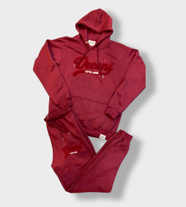 Chenille solid pullover hoodie jogger set