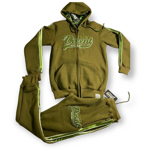 Chenille Velour Fleece zip-up hoodie jogger set