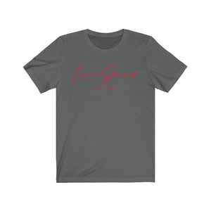 Unisex Jersey Short Sleeve Tee LD signature Red Print