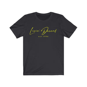 Unisex Jersey Short Sleeve Tee LD signature Yellow Print