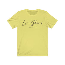 Load image into Gallery viewer, Unisex Jersey Short Sleeve Tee LD signature Black Print