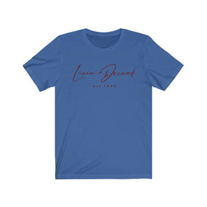 Unisex Jersey Short Sleeve Tee LD signature Maroon Print