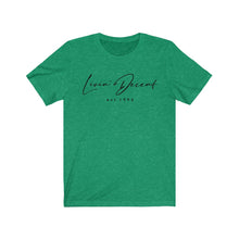 Load image into Gallery viewer, Unisex Jersey Short Sleeve Tee LD signature Black Print
