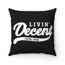 Load image into Gallery viewer, Polyester Square Pillow Black w/ White Print