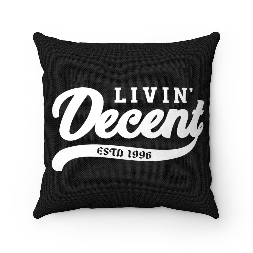 Polyester Square Pillow Black w/ White Print