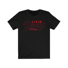 Load image into Gallery viewer, Unisex Jersey Short Sleeve Red Outline Print