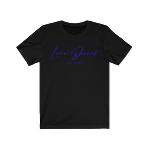 Unisex Jersey Short Sleeve Tee LD signature Royal Print