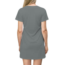 Load image into Gallery viewer, Ladies Dress  Grey w/ white print