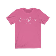 Load image into Gallery viewer, Unisex Jersey Short Sleeve Tee LD signature White Print