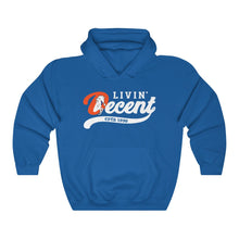 Load image into Gallery viewer, Livin&#39; Decent/Bronco Gang White print Hoodie