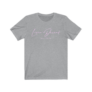 Unisex Jersey Short Sleeve Tee LD signature Pink Print