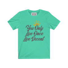 Load image into Gallery viewer, Unisex Jersey Short Sleeve YOLO w/grey print