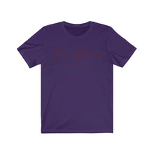 Load image into Gallery viewer, Unisex Jersey Short Sleeve Tee LD signature Maroon Print