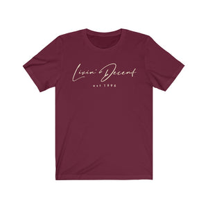 Unisex Jersey Short Sleeve Tee LD signature Cream Print