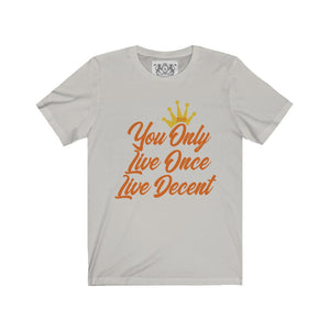 Unisex Jersey Short Sleeve YOLO w/orange print