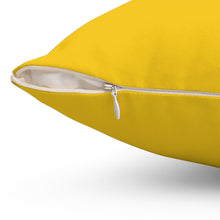 Load image into Gallery viewer, Polyester Square Pillow Yellow w/ White Print