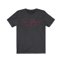 Load image into Gallery viewer, Unisex Jersey Short Sleeve Tee LD signature Red Print