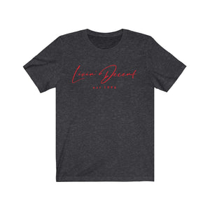 Unisex Jersey Short Sleeve Tee LD signature Red Print
